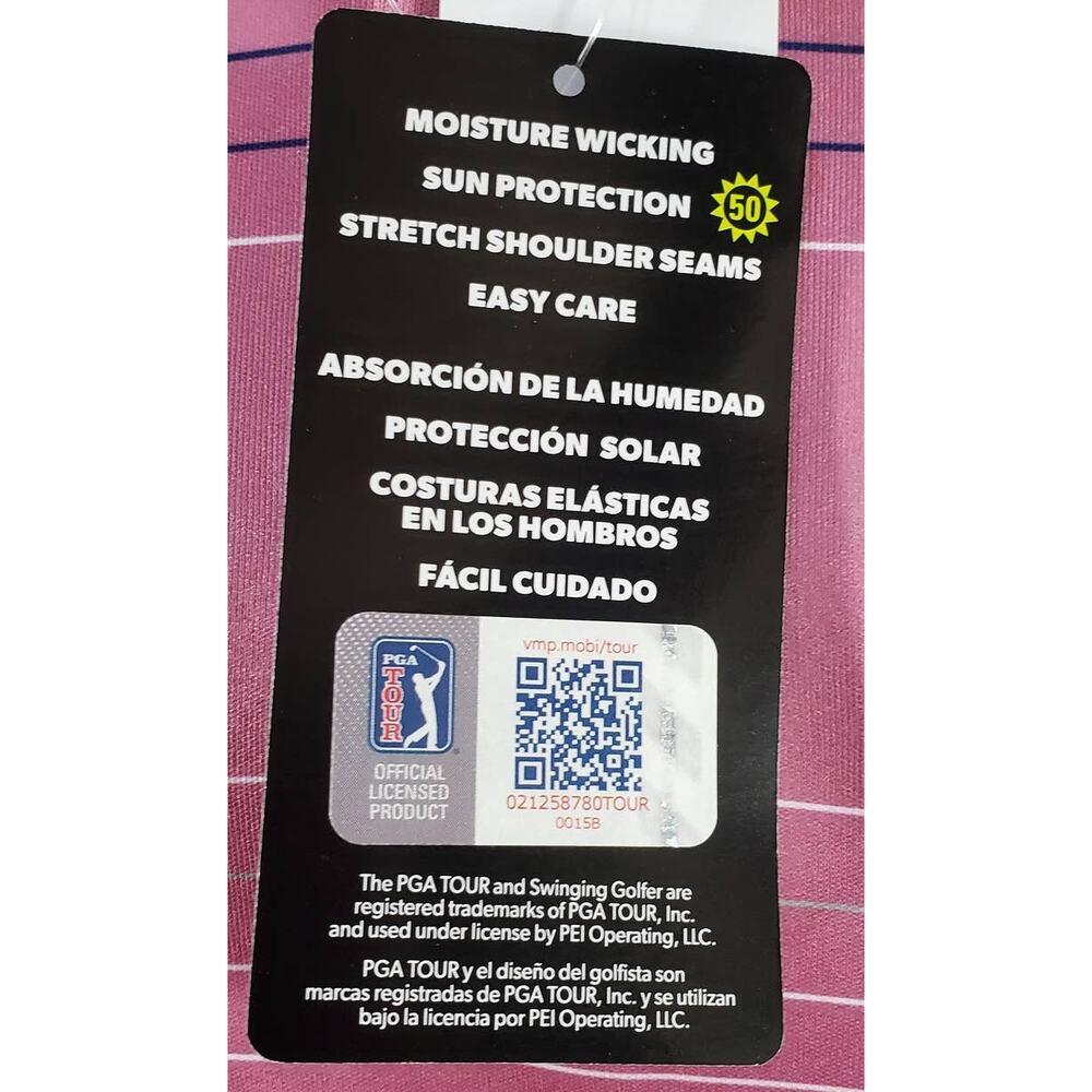 Men's PGA Tour, Rose BQT, Short Sleeve, Stretch, Collar, Golf Polo, Size L, New - Picture 9 of 10
